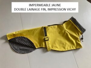 Manteau imperméable jaune lévrier galgo podenco