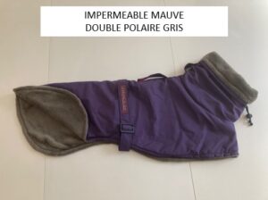 Manteau imperméable polaire mauve gris lévrier galgo podenco