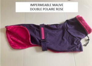 Manteau imperméable polaire mauve rose lévrier galgo podenco